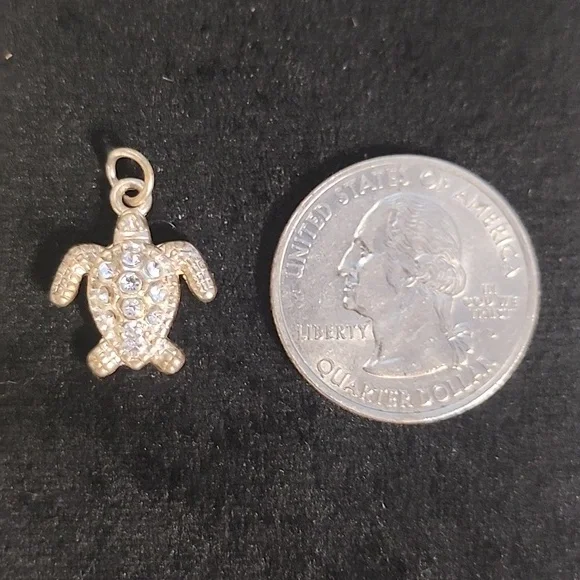 Vintage Gold Tone Rhinestone Turtle Charm - Picture 3 of 3